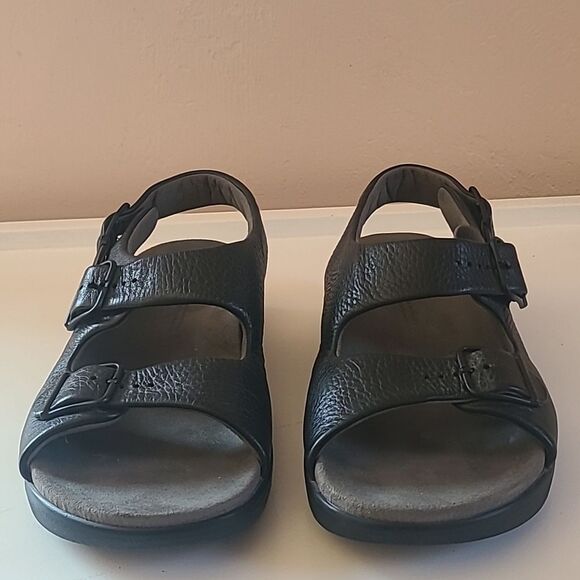 Relaxed Heel Strap Sandal Leather Tripad Comfort Sandals Black Size 7.5 W - Picture 3 of 16